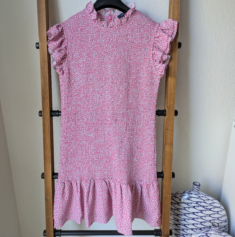 French Connection Women's Pink Ruffle Sleeve Mini Dress - Size M
